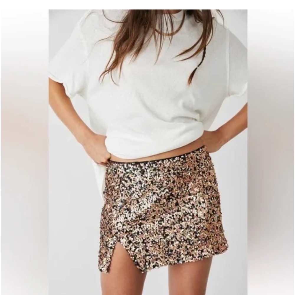 NWT Free People Annalise Sequin Mini Skirt